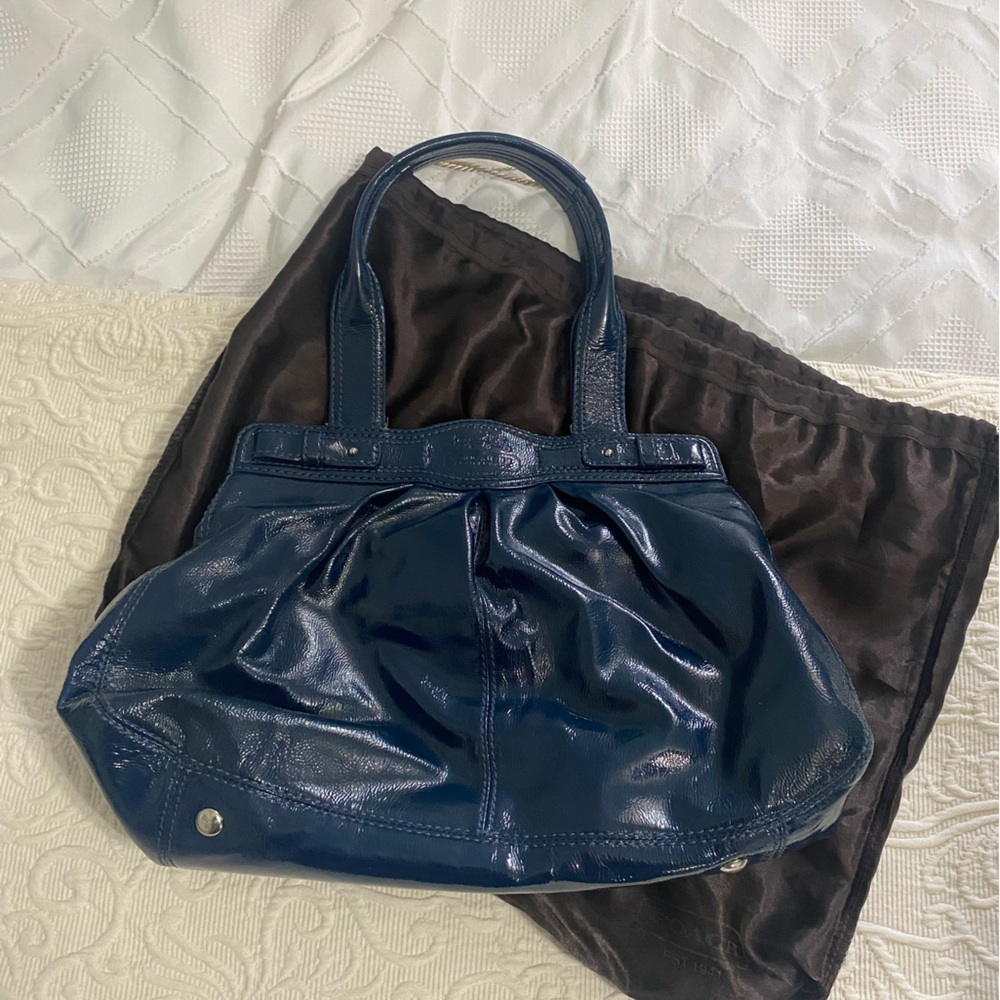 Coach Blue Glossy Leather Bag